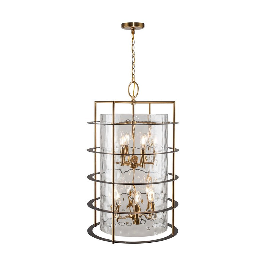 12 Light Down Chandelier, Brass