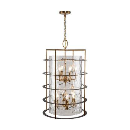 12 Light Down Chandelier, Brass