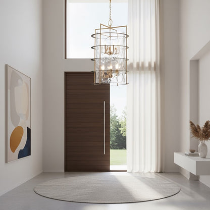 12 Light Down Chandelier, Brass