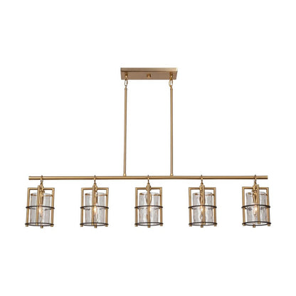 Artcraft Burford 5 Light Island Light, Brass/Black/Clear