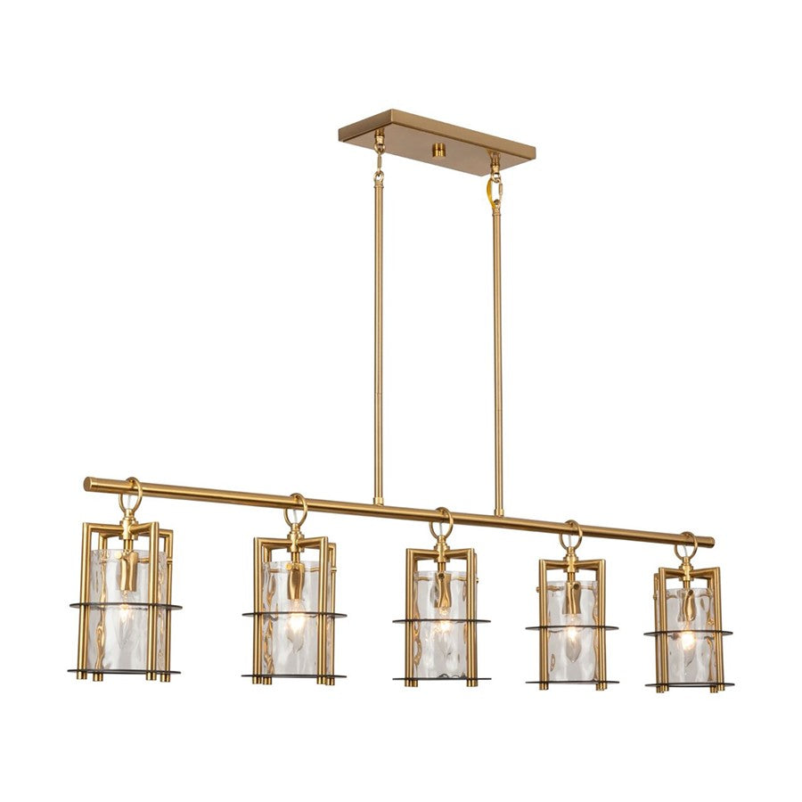 Artcraft Burford 5 Light Island Light, Brass/Black/Clear