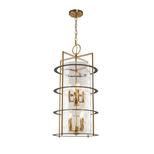 8 Light Down Chandelier, Brass