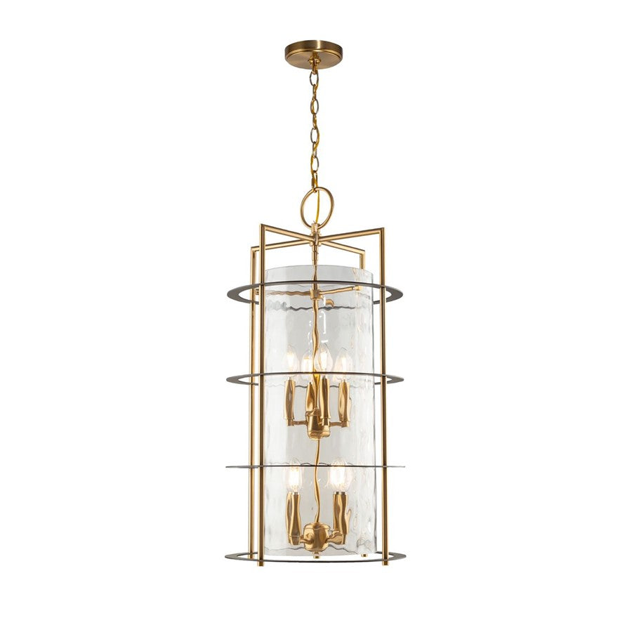 8 Light Down Chandelier, Brass