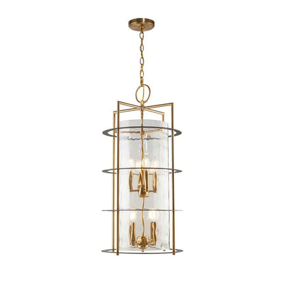8 Light Down Chandelier, Brass