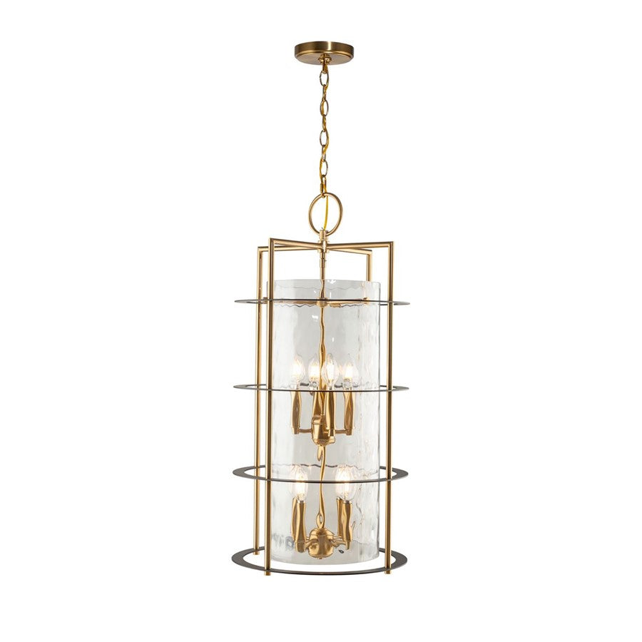 8 Light Down Chandelier, Brass