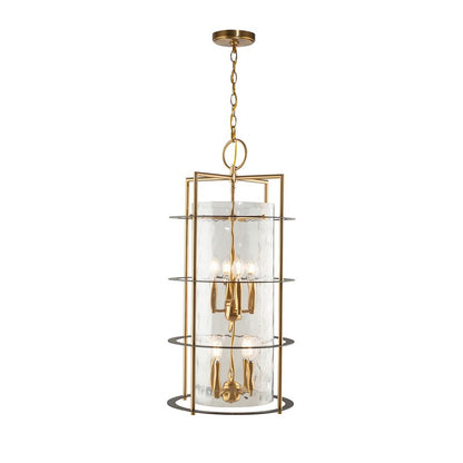8 Light Down Chandelier, Brass