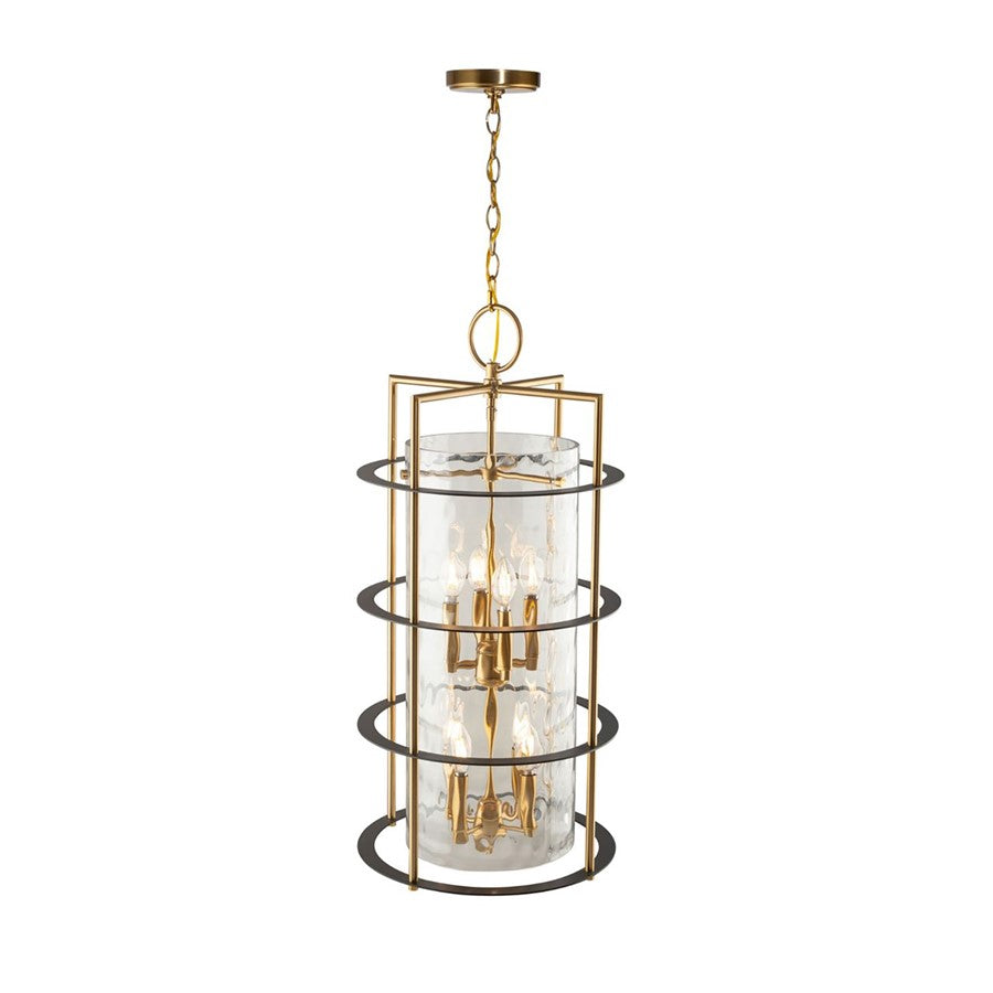 8 Light Down Chandelier, Brass