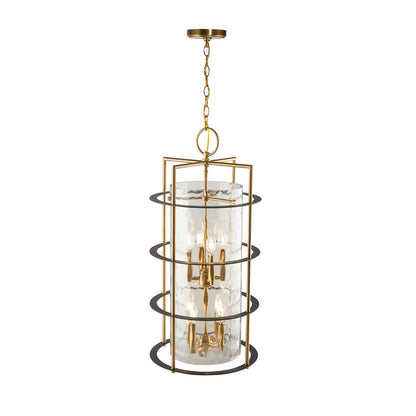 8 Light Down Chandelier, Brass