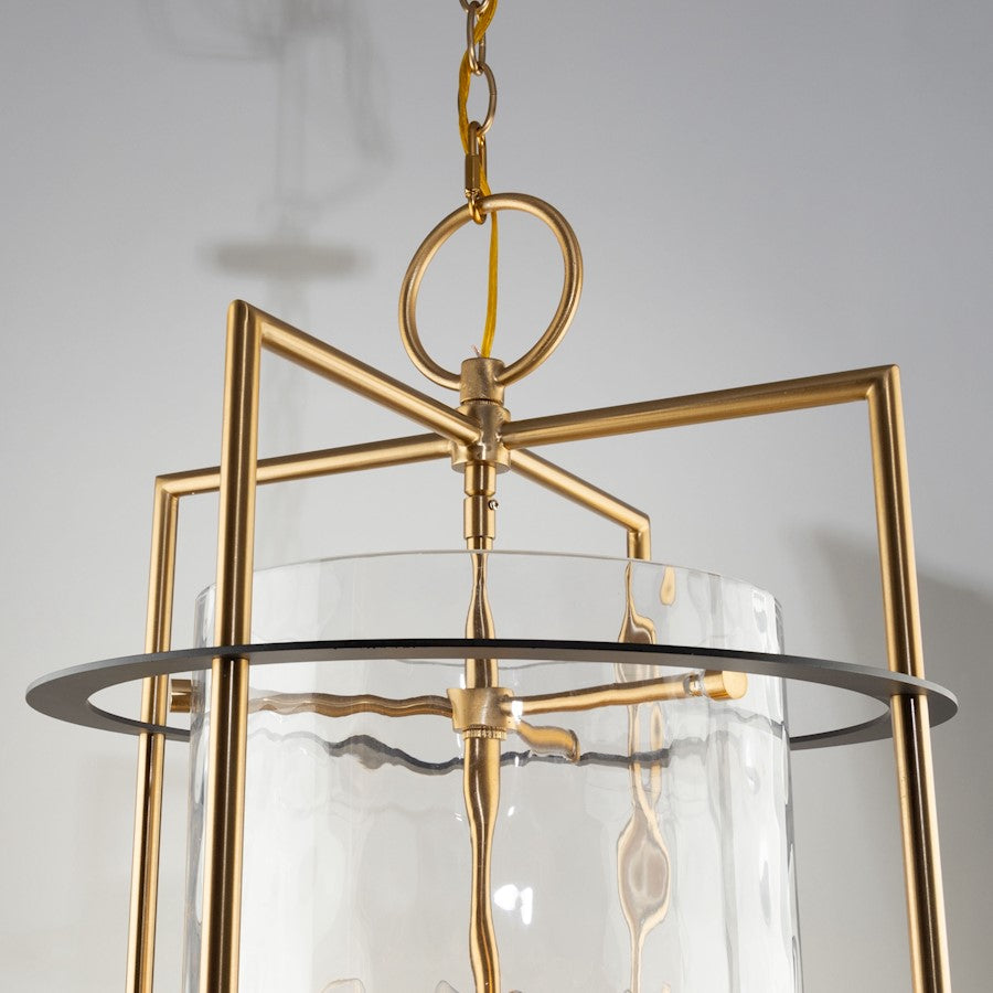 8 Light Down Chandelier, Brass