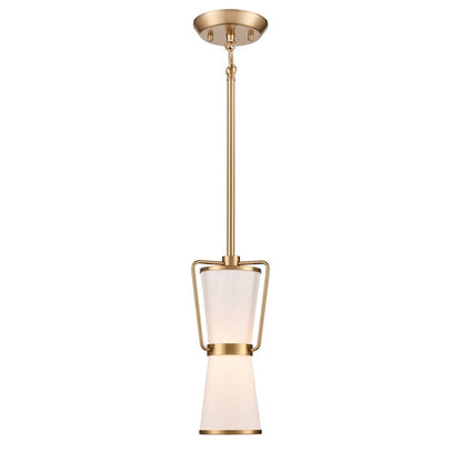 1 Light Pendant, Brushed Brass/White