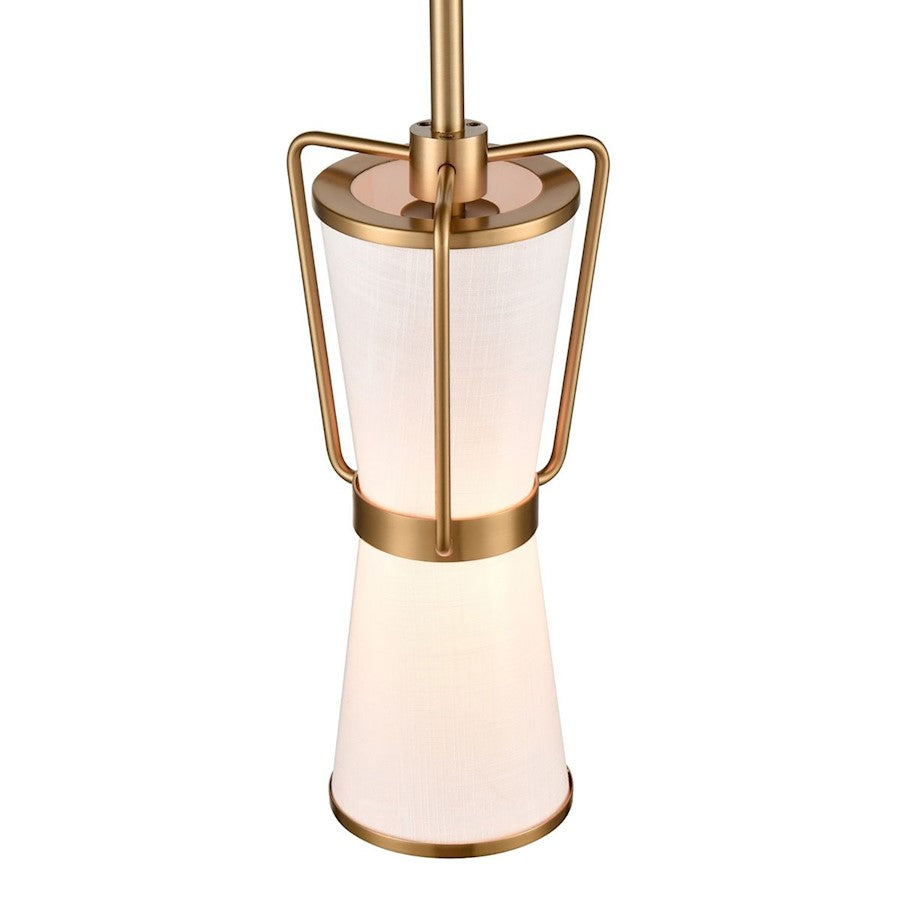 1 Light Pendant, Brushed Brass/White