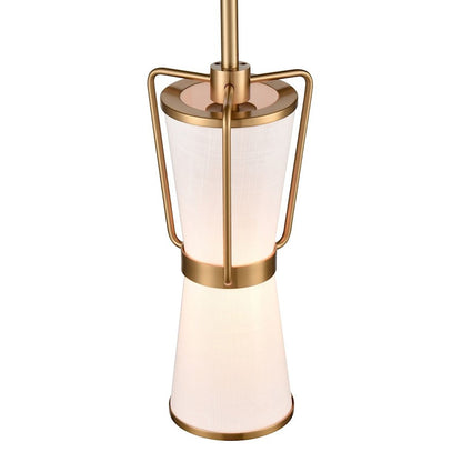 1 Light Pendant, Brushed Brass/White