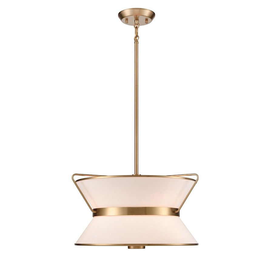 17" Diameter 4 Light Chandelier, Brushed Brass