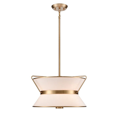 17" Diameter 4 Light Chandelier, Brushed Brass