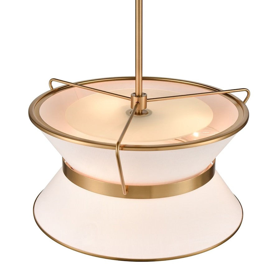 17" Diameter 4 Light Chandelier, Brushed Brass