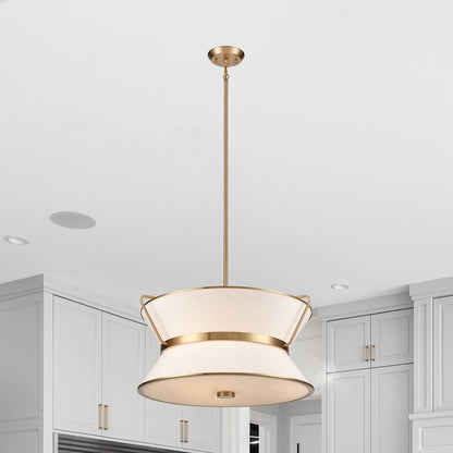 6 Light Chandelier, Brushed Brass