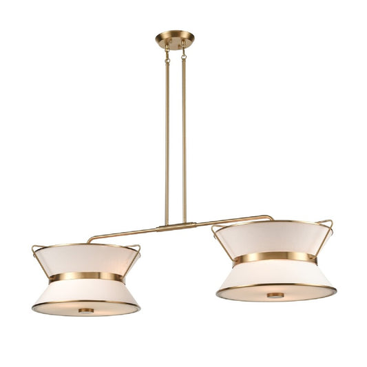 Artcraft Layla 8 Light Linear Island, Brushed Brass/White