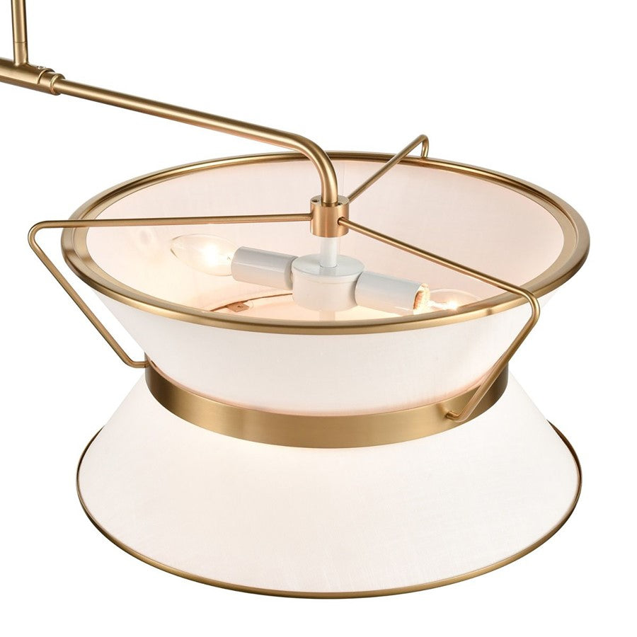 Artcraft Layla 8 Light Linear Island, Brushed Brass/White