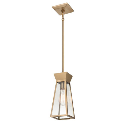 1 Light Pendant, Brushed Brass/Clear