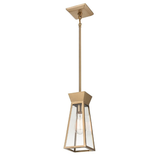 1 Light Pendant, Brushed Brass/Clear