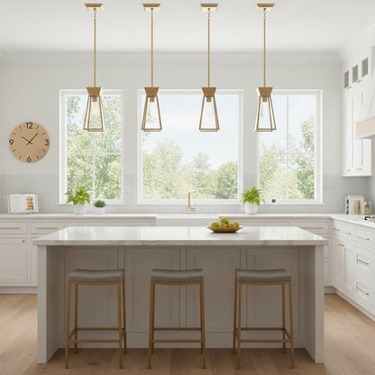 1 Light Pendant, Brushed Brass/Clear