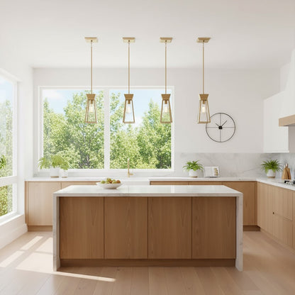1 Light Pendant, Brushed Brass/Clear