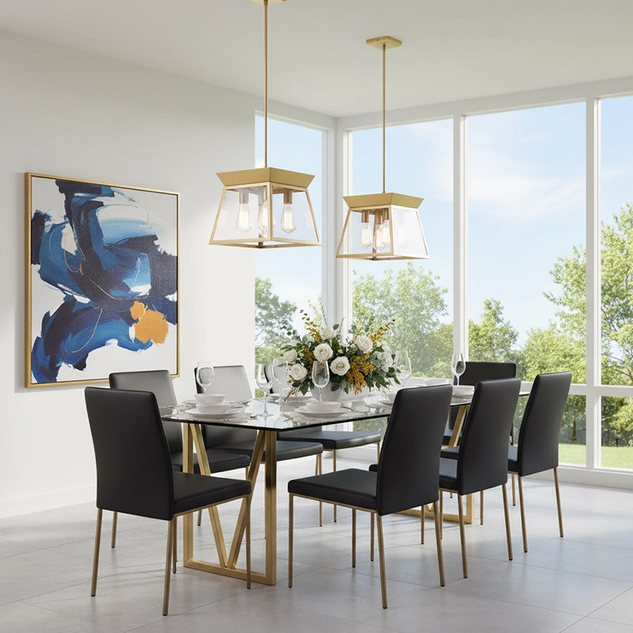 12" Diameter 4 Light Chandelier, Brushed Brass