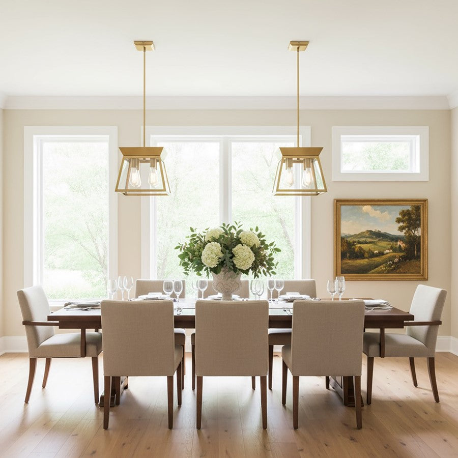 12" Diameter 4 Light Chandelier, Brushed Brass