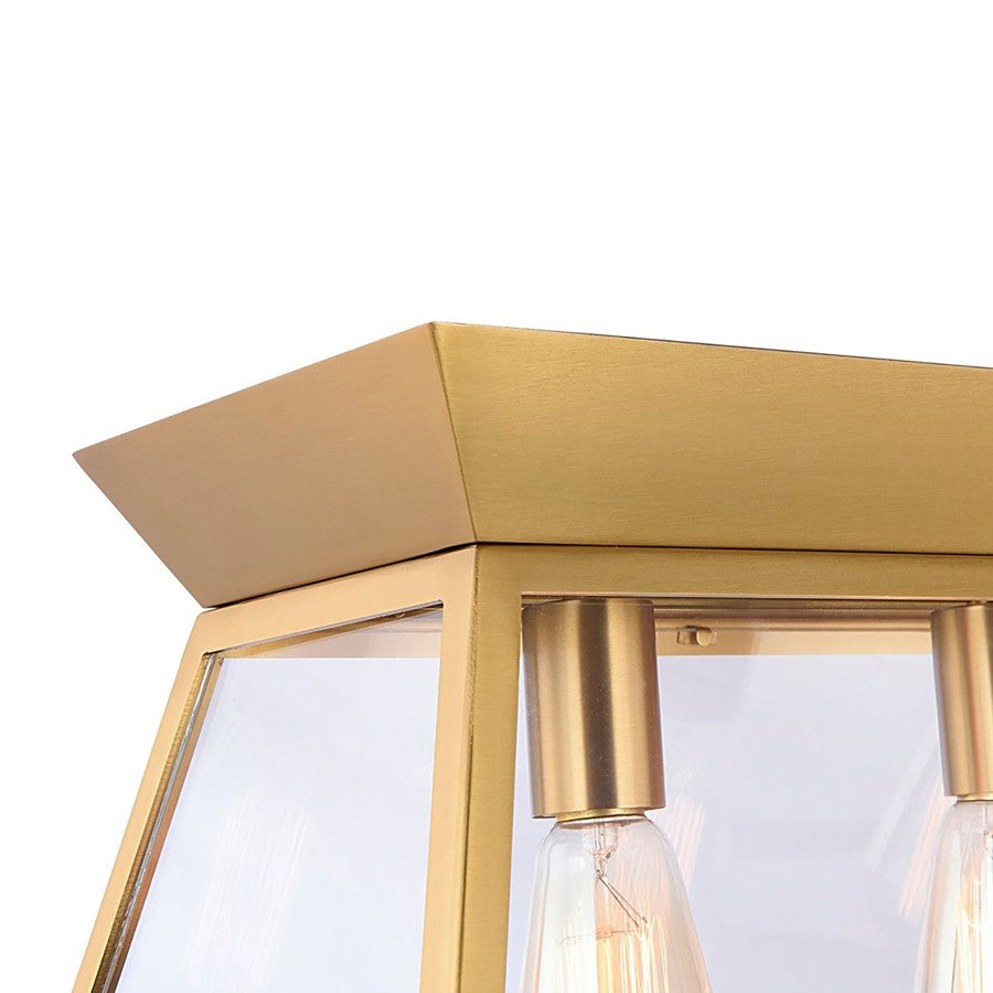 Artcraft Lucian 6 Lt Linear Island Chandelier, Brushed Brass/Clear