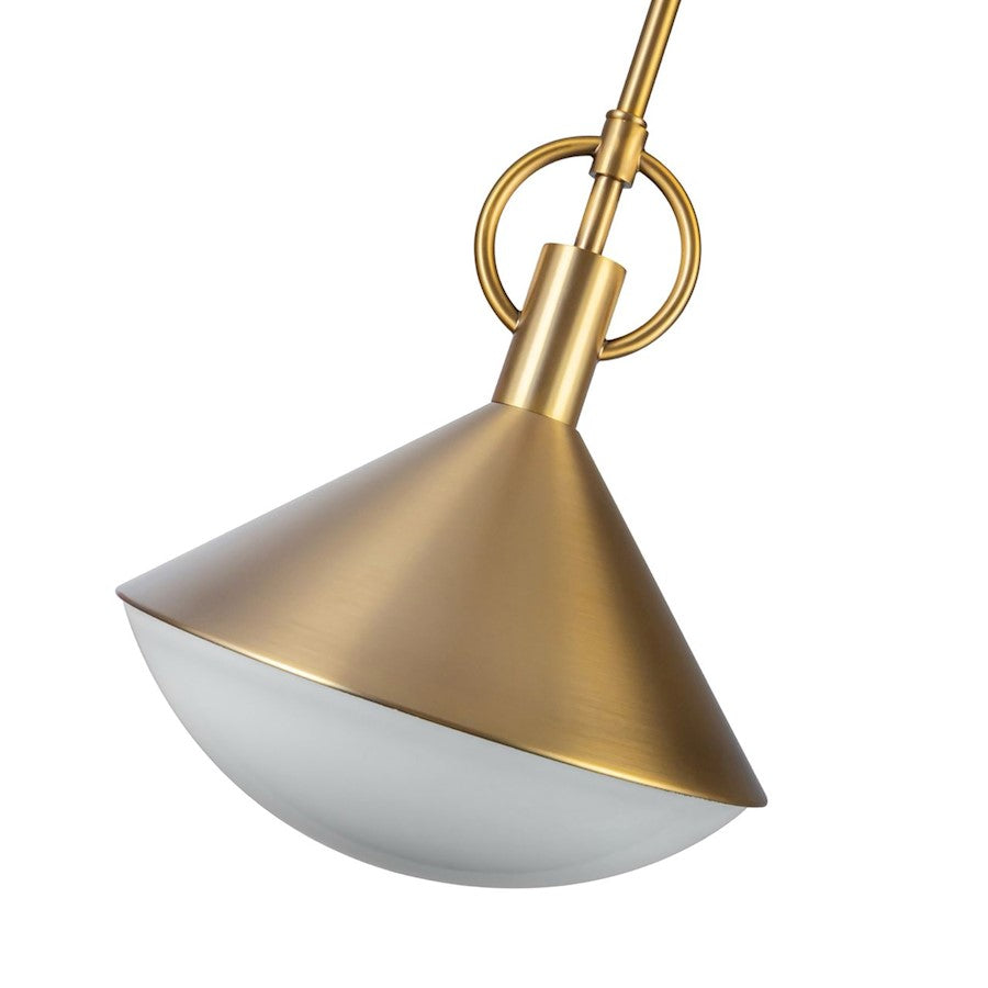 1 Light Pendant, Brass/White