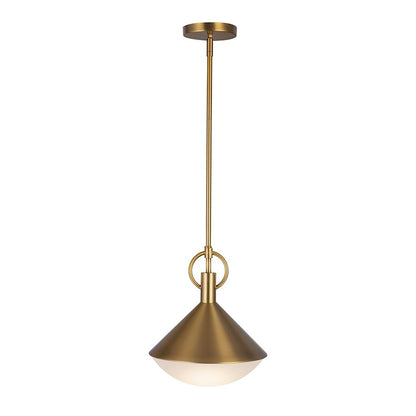 1 Light Pendant, Brass/White