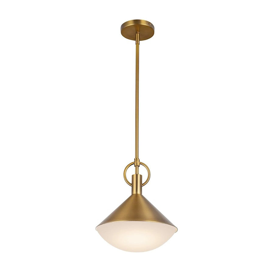 1 Light Pendant, Brass/White