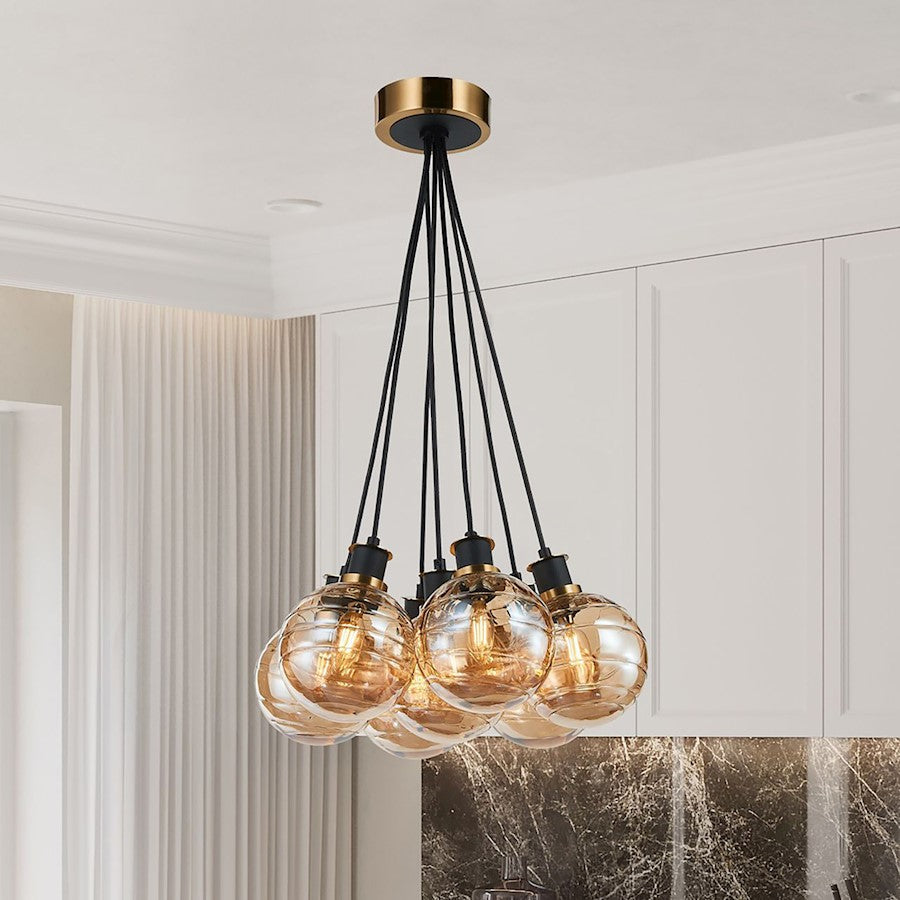 7 Light Pendant, Black