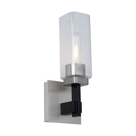 Artcraft Arlington 1 Light Bathroom Sconce, Satin Nickel/Clear - AC11941SN