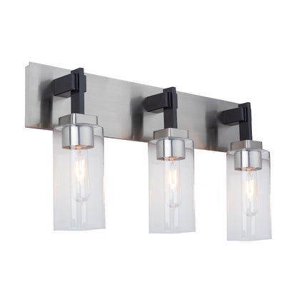 3 Light Bathroom Vanity Light, Satin Nickel