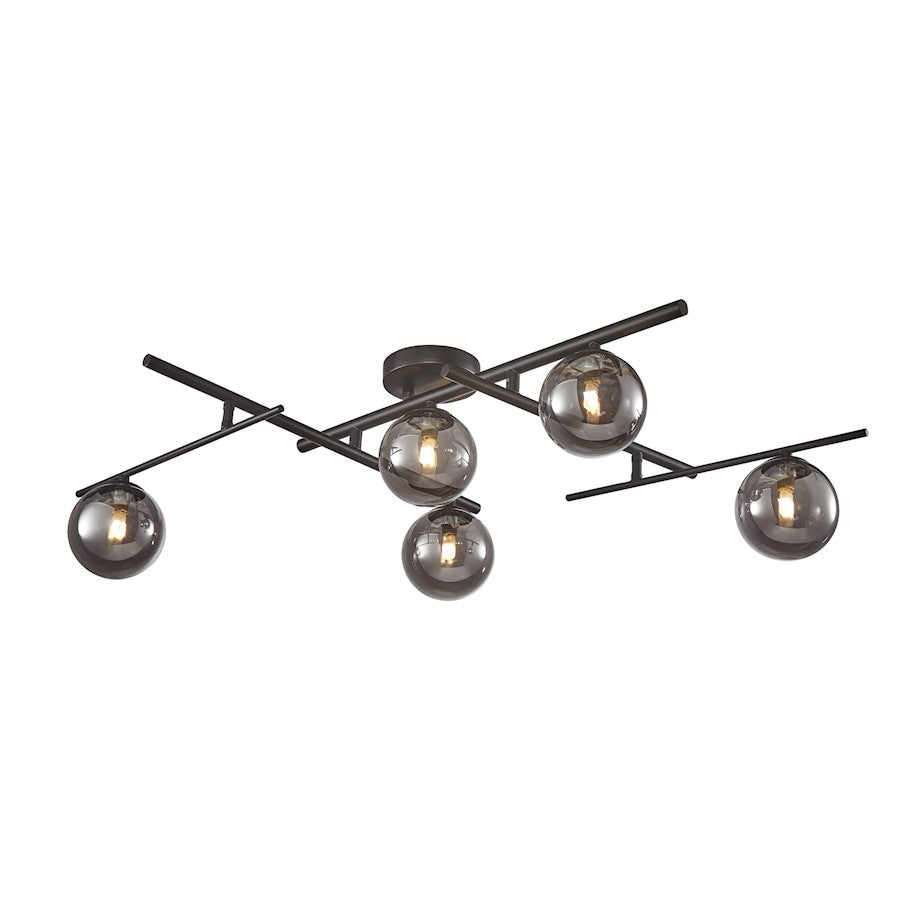 Artcraft Modena 5 Light Semi-Flush Mount, Black/Smoke - AC11975SM