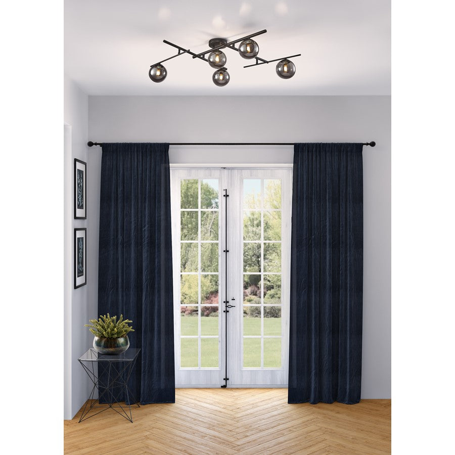 Artcraft Modena 5 Light Semi-Flush Mount, Black/Smoke