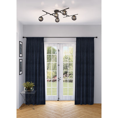 Artcraft Modena 5 Light Semi-Flush Mount, Black/Smoke