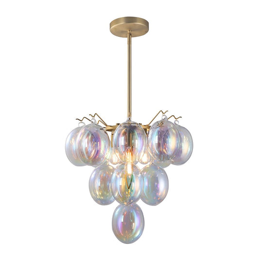 5 Light Down Chandelier, Brass
