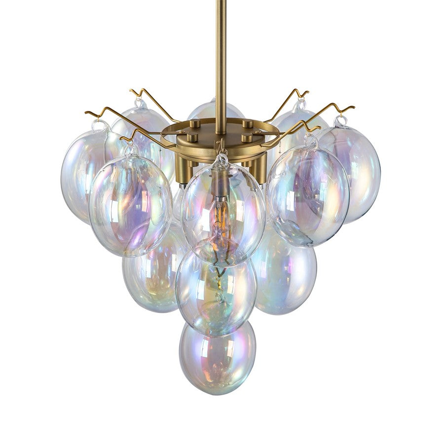 5 Light Down Chandelier, Brass