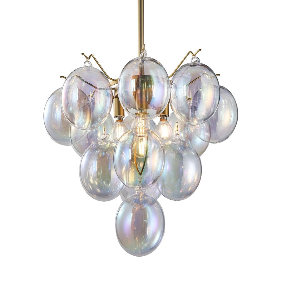 5 Light Down Chandelier, Brass