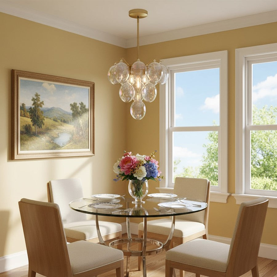 5 Light Down Chandelier, Brass