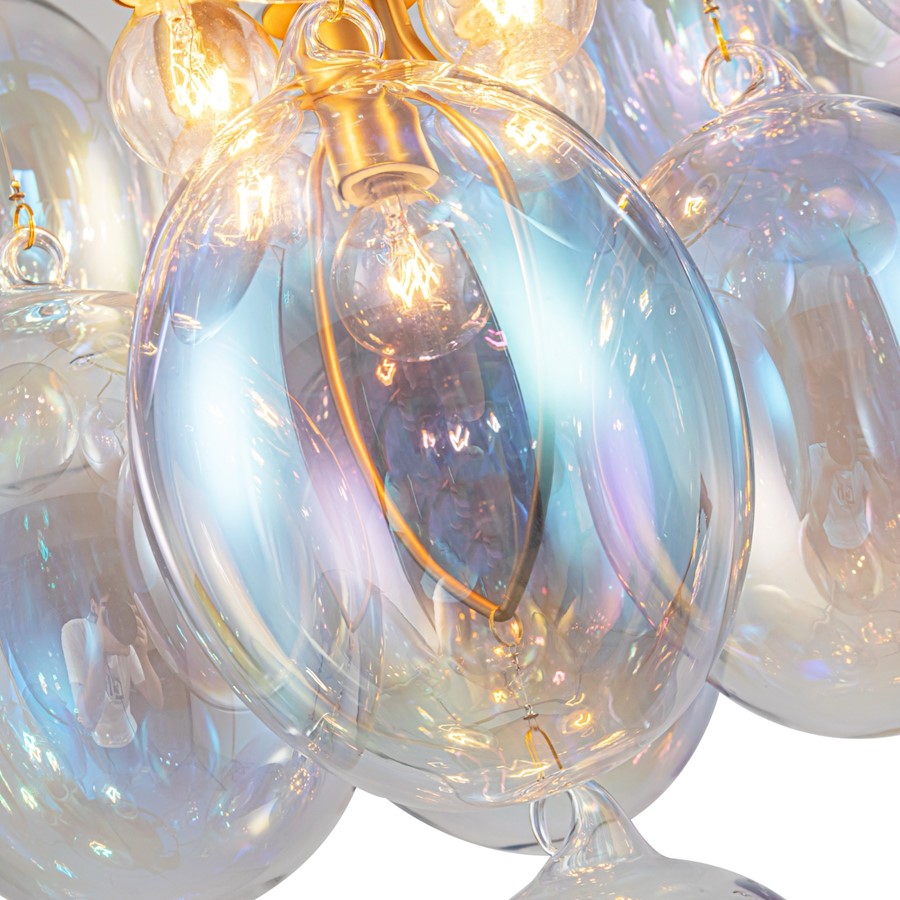 5 Light Down Chandelier, Brass