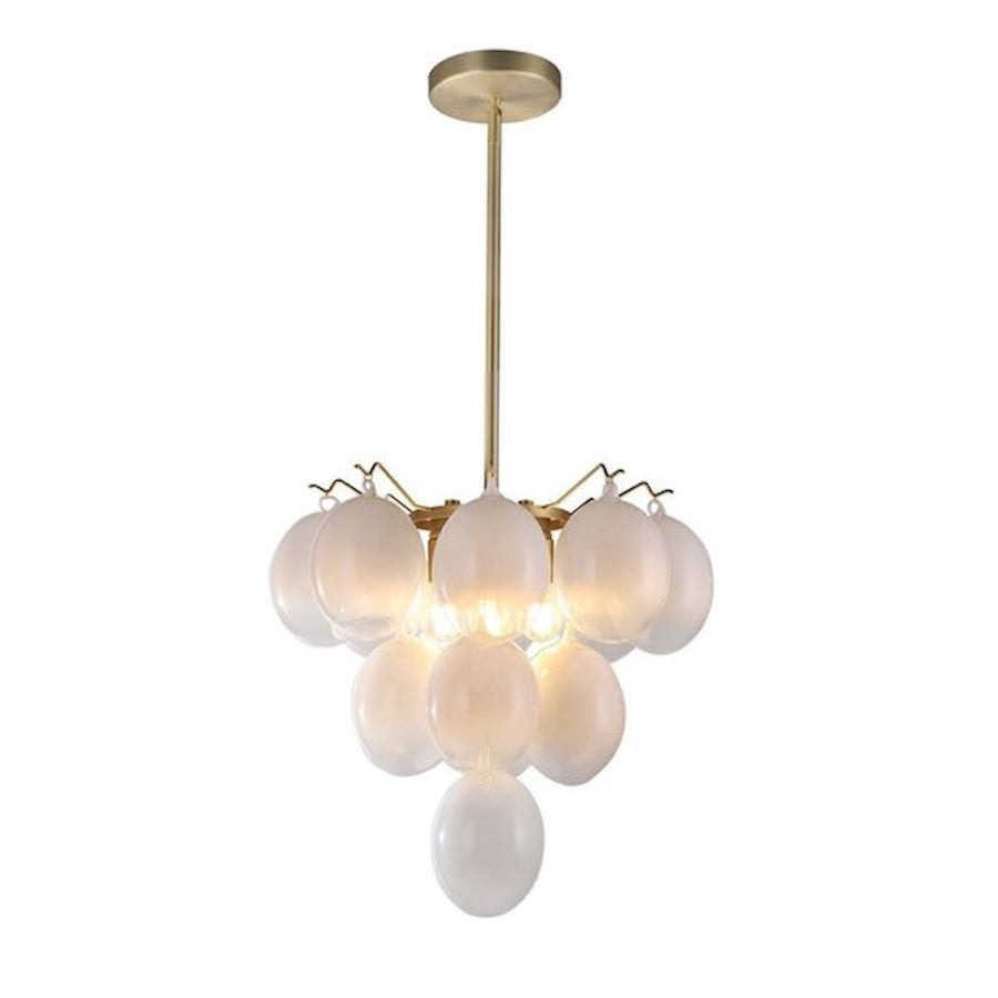 Artcraft Globo 5 Light Down Chandelier, Brass/Milky White - AC11992WH