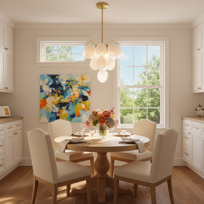 5 Light Down Chandelier, Brass