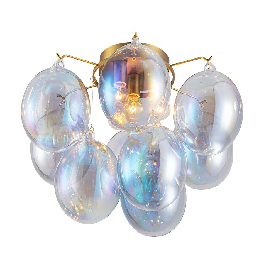 Artcraft Globo 4 Light Semi-Flush Mount, Brass/Iridescent - AC11993LU