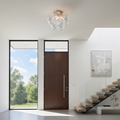 Artcraft Globo 4 Light Semi-Flush Mount, Brass/Iridescent