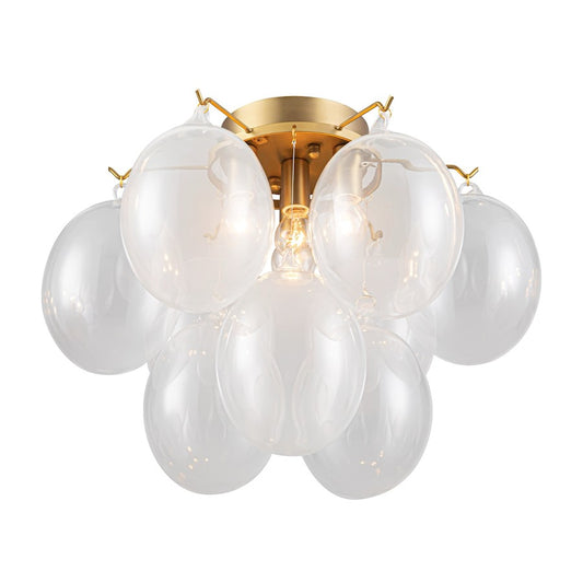 Artcraft Globo 4 Light Semi-Flush Mount, Brass/Milky White - AC11993WH