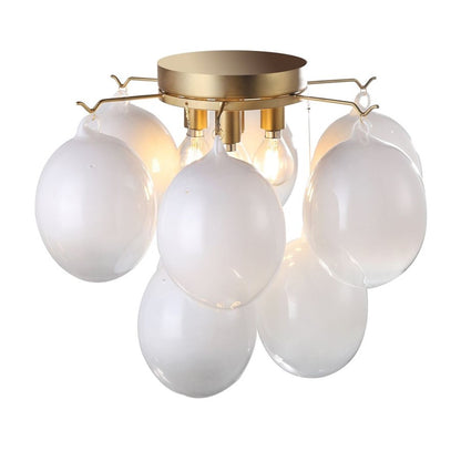 Artcraft Globo 4 Light Semi-Flush Mount, Brass/Milky White