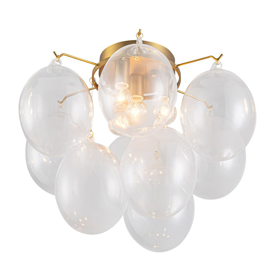 Artcraft Globo 4 Light Semi-Flush Mount, Brass/Milky White